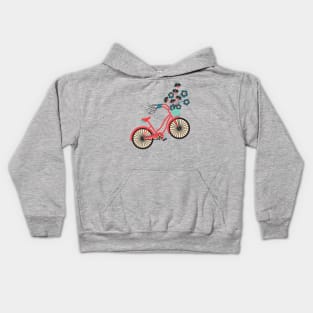 MY BIKE Nostalgic Vintage Retro Bicycle with Flowers in Bright Red Black - UnBlink Studio by Jackie Tahara Kids Hoodie